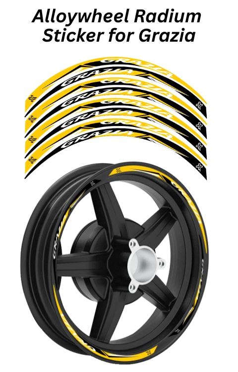 Alloy Wheel Radium Sticker Compatible with Grazia 125 | Made in Premium Radium with FPF (Fade Protection Film), Precut Sticker, Waterproof, Pack of 1